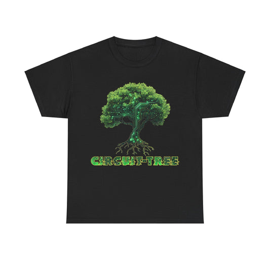 Unisex Circuit-Tree T-Shirt | Tech Meets Nature Graphic Tee | Eco-Friendly Geek Gift | Green Circuitry Design Shirt for Tech Lovers