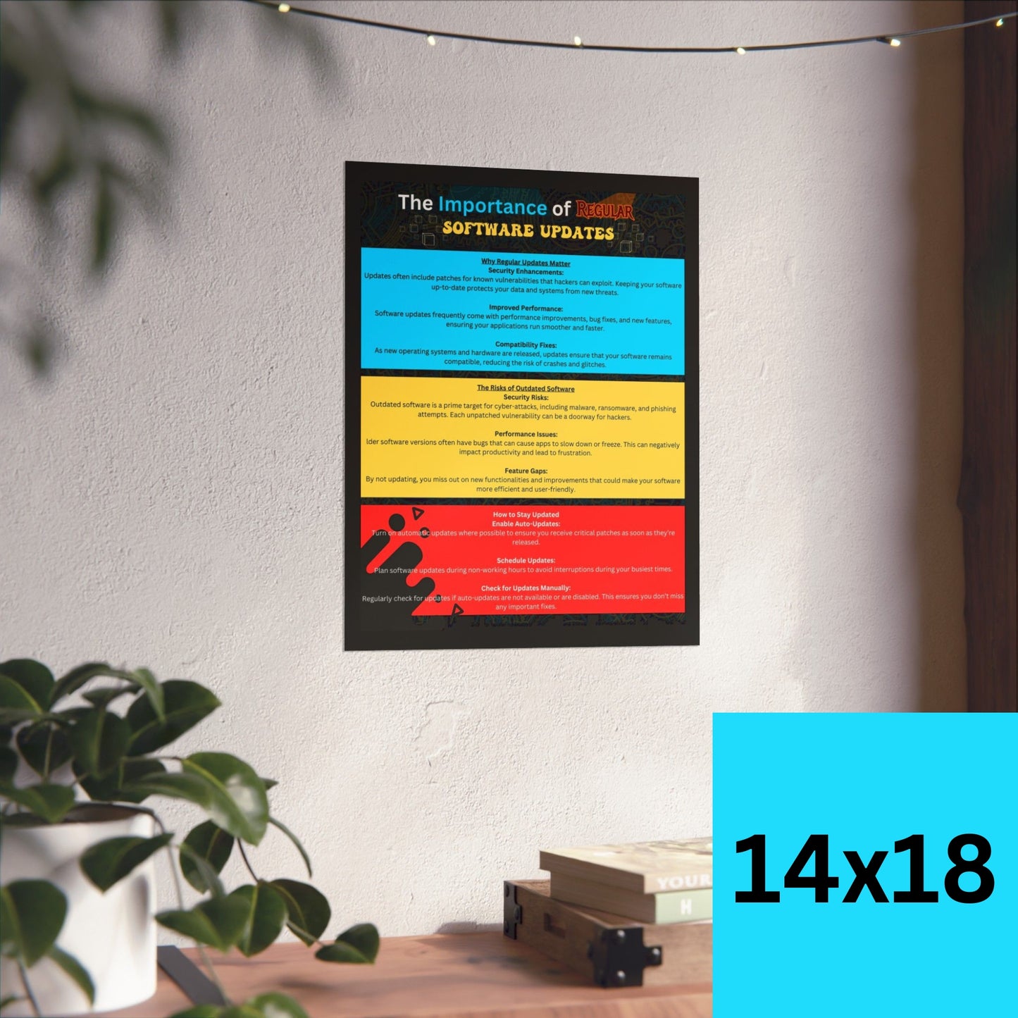 The Importance of Regular Software Updates - IT Educational Poster for Cybersecurity, Software Performance, and System Maintenance | Perfect for Offices, Classrooms, and IT Workspaces | Available in 7 Sizes: 9x11, 10x13, 11x14, 14x18, 16x20, 20x24, 22x28