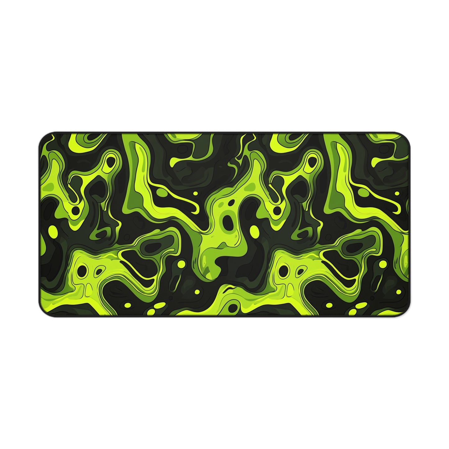 Neon Green Abstract Desk Mat - Vibrant Gaming Mouse Pad with Sleek Acid Swirl Design