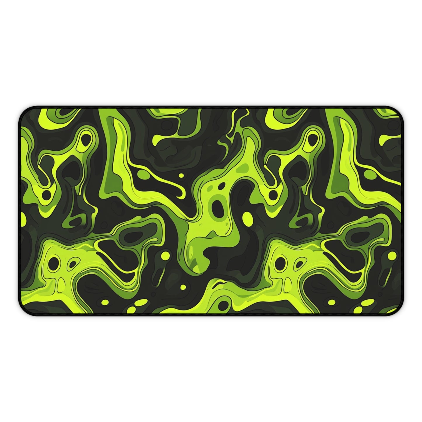 Neon Green Abstract Desk Mat - Vibrant Gaming Mouse Pad with Sleek Acid Swirl Design