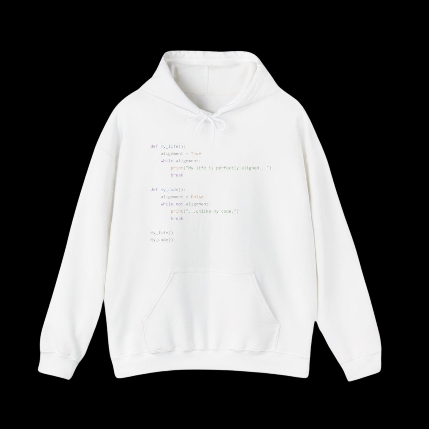 Life in Alignment, Code in Chaos - Funny Python Developer Hoodie for Programmers | Coding Humor Hoodie | Gildan 18500 Unisex Hoodie | Geeky Software Engineer Gift | Available in Black or White