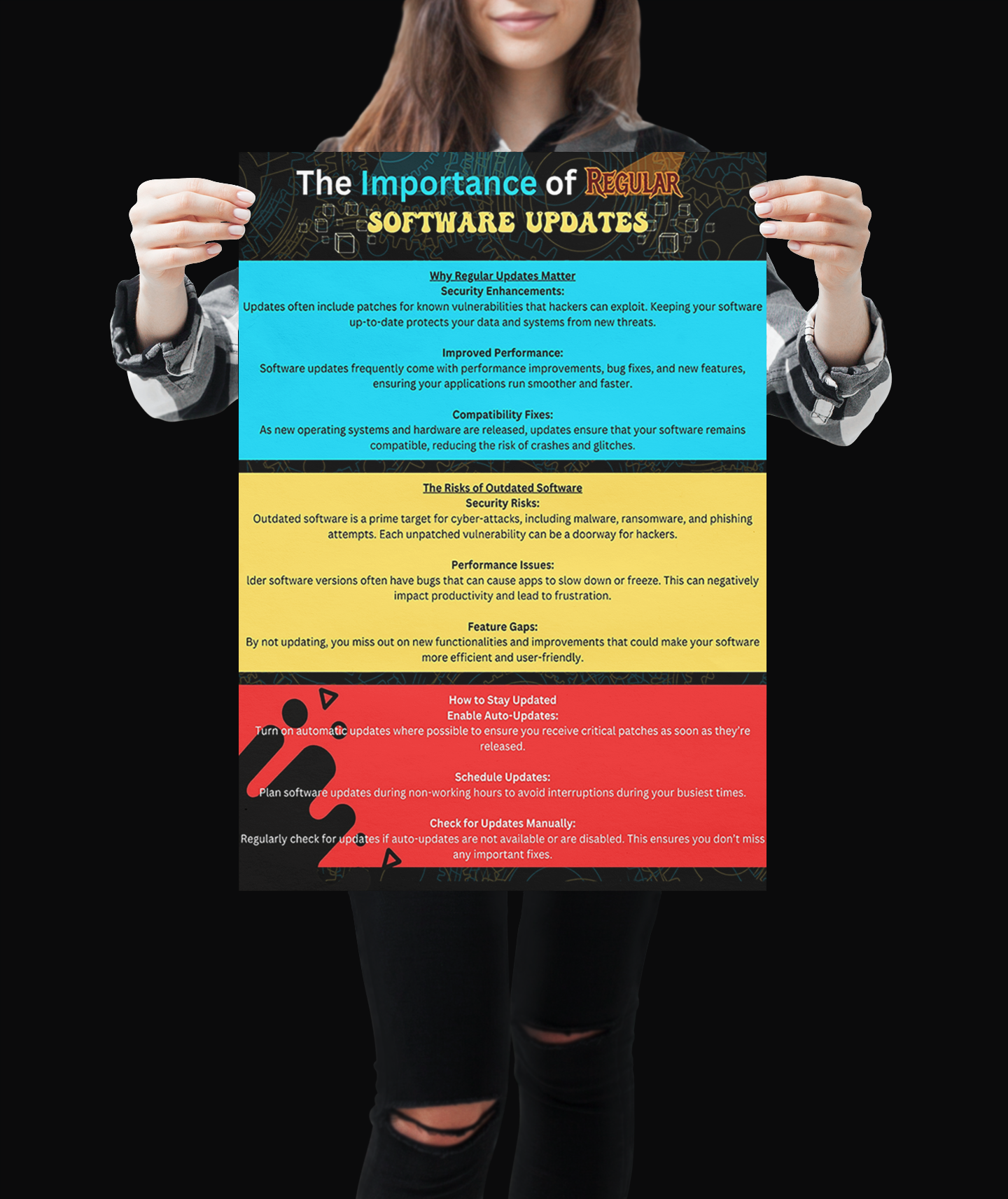 The Importance of Regular Software Updates - IT Educational Poster for Cybersecurity, Software Performance, and System Maintenance | Perfect for Offices, Classrooms, and IT Workspaces | Available in 7 Sizes: 9x11, 10x13, 11x14, 14x18, 16x20, 20x24, 22x28