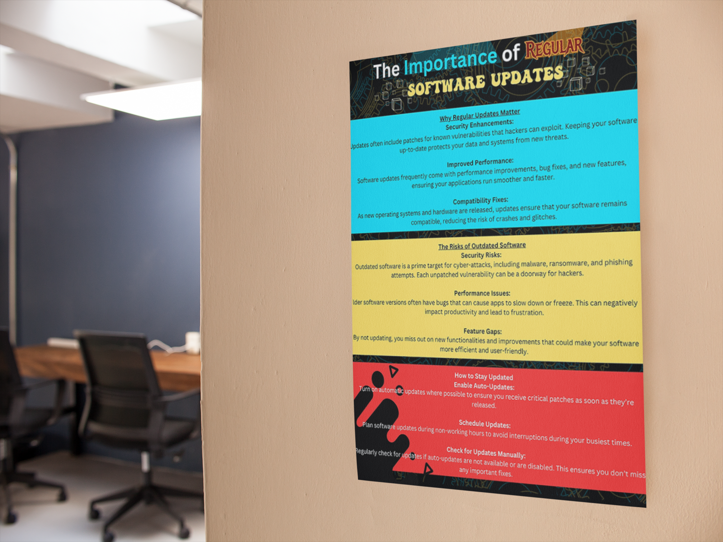 The Importance of Regular Software Updates - IT Educational Poster for Cybersecurity, Software Performance, and System Maintenance | Perfect for Offices, Classrooms, and IT Workspaces | Available in 7 Sizes: 9x11, 10x13, 11x14, 14x18, 16x20, 20x24, 22x28